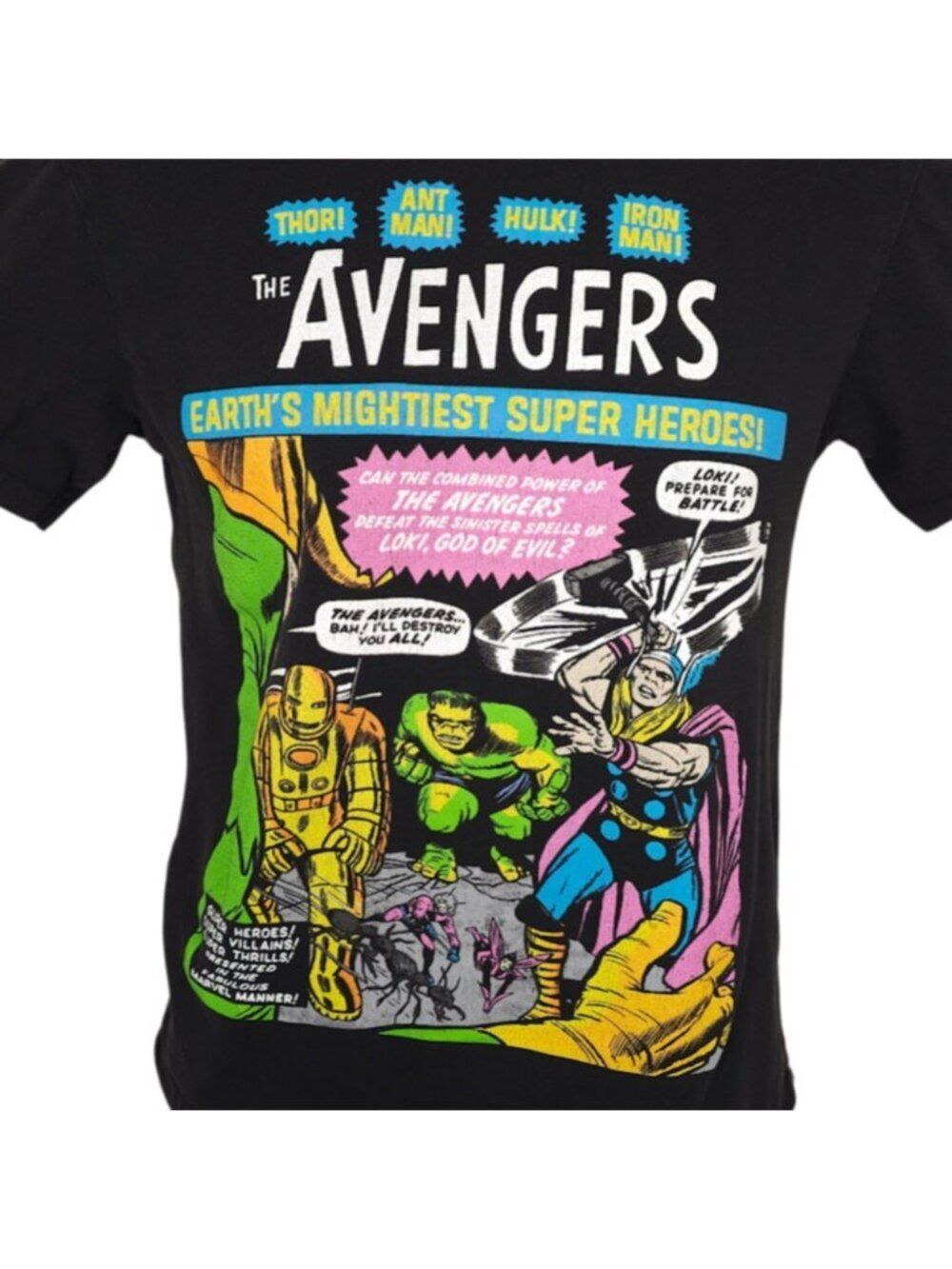 Avengers T Shirt Mens Size Small Black Thor Ant Man Hulk Iron Man Loki Comic